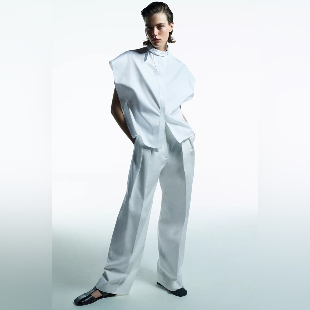 Zara ZM collection twill darted trousers in white 🤍